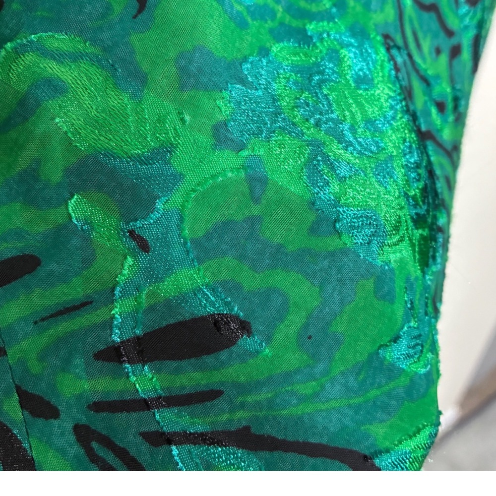 Zara Fairy Jacquard Maxi Dress Size S Green Mermaidcore Art to Wear Body Con - Picture 6 of 12